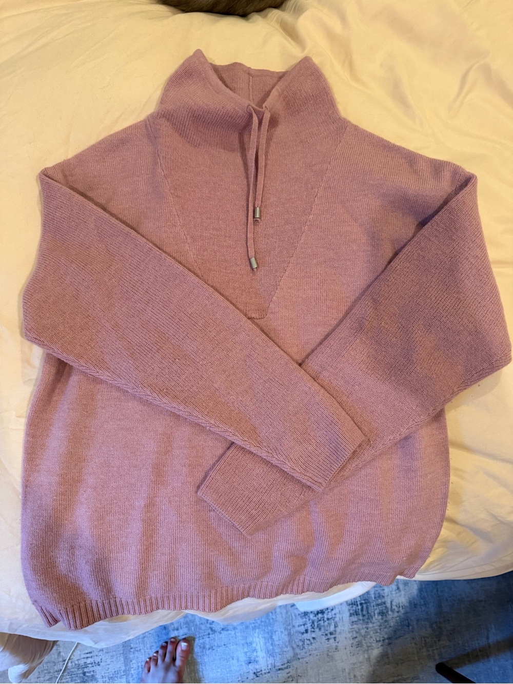 Halston Heritage Lilac Drawstring Mock Neck Sweater